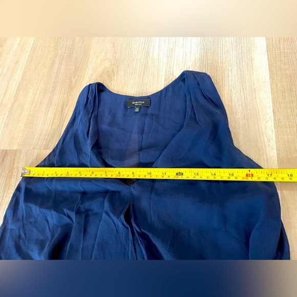BABATON Aritzia 100% Silk Blue Dressy Ruffled Blouse. Size XXS - Picture 7 of 8
